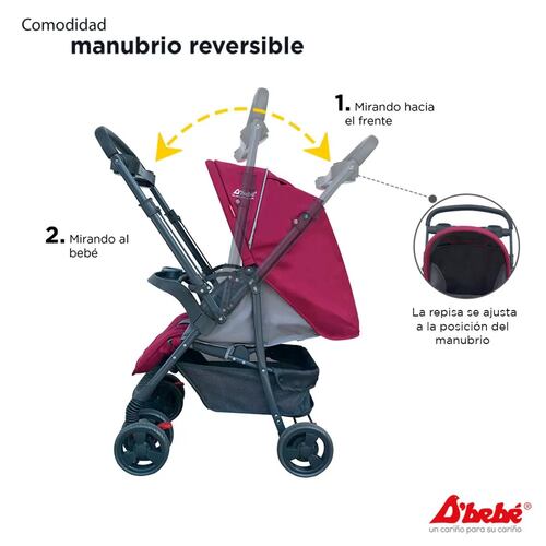 Carriola Travel System Dbebe Reversible,Portabebe,Reclinable  - Rosa.