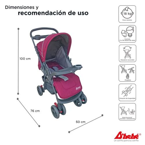 Carriola Travel System Dbebe Reversible,Portabebe,Reclinable  - Rosa.