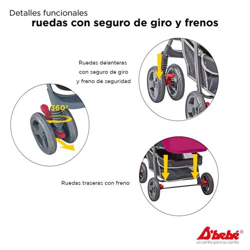 Carriola Travel System Dbebe Reversible,Portabebe,Reclinable  - Rosa.