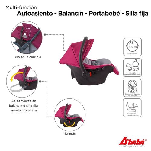 Carriola Travel System Dbebe Reversible,Portabebe,Reclinable  - Rosa.