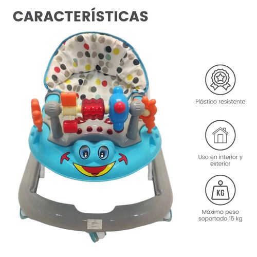 Andadera para Bebe Plegable,Musical,Llantas Gel,Rana  - Gris.