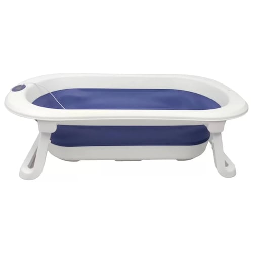 Bañera para Bebe Tina de Baño Plegable y Compacta Termometro  - Azul