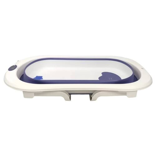 Bañera para Bebe Tina de Baño Plegable y Compacta Termometro  - Azul