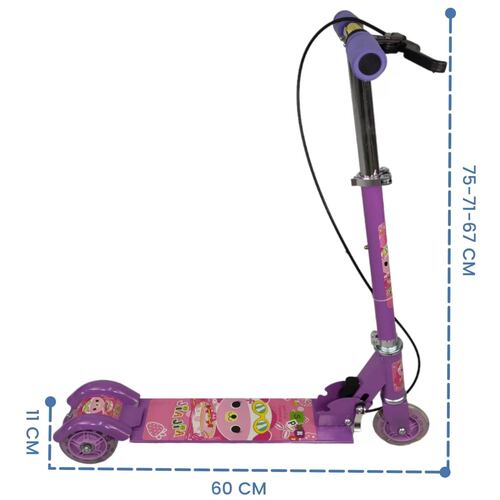 Patin del Diablo Scooter Tres Llantas con Luz y Freno de Mano  - Violeta.