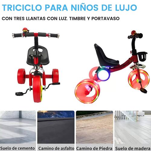 Triciclo para Niños Esfera Musical con Luz y Sonido hasta 25kg  - Rojo.