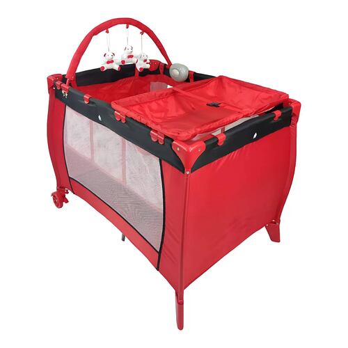 Cuna Corral Bebe Plegable Mosquitero Cambiador Vibra,Sonido  - Rojo.