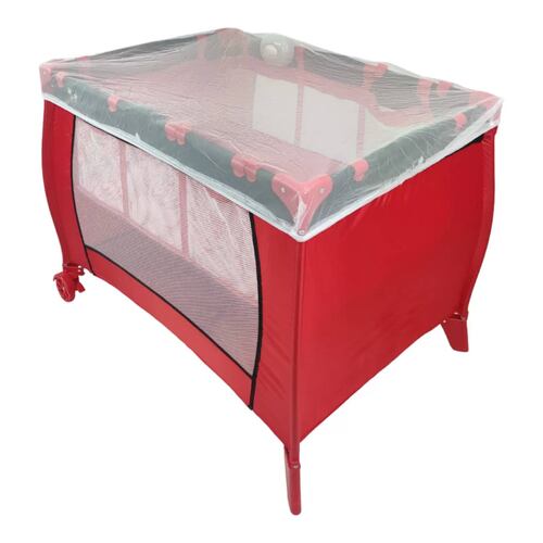 Cuna Corral Bebe Plegable Mosquitero Cambiador Vibra,Sonido  - Rojo.