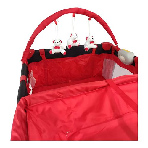 Cuna Corral Bebe Plegable Mosquitero Cambiador Vibra,Sonido  - Rojo.