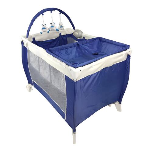Cuna Corral Bebe Plegable Mosquitero Cambiador Vibra Sonido  - Azul.
