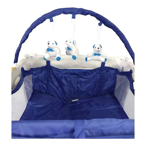 Cuna Corral Bebe Plegable Mosquitero Cambiador Vibra Sonido  - Azul.