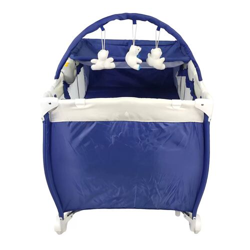 Cuna Corral Bebe Plegable Mosquitero Cambiador Vibra Sonido  - Azul.