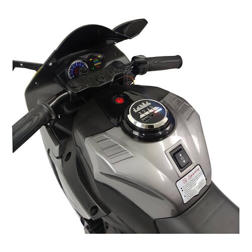 Motocicleta Montable Eléctrica Tres Ruedas Luz LED 12v  - Gris.