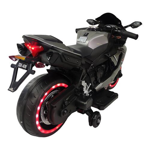 Motocicleta Montable Eléctrica Tres Ruedas Luz LED 12v  - Gris.