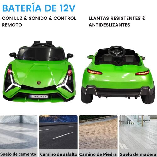 Montable para niños electrico control remoto luz Verde Lambo  - Verde.