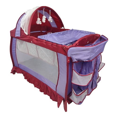 Cuna Corral para Bebe Plegable,Cambiador,Organizador  - Purpura