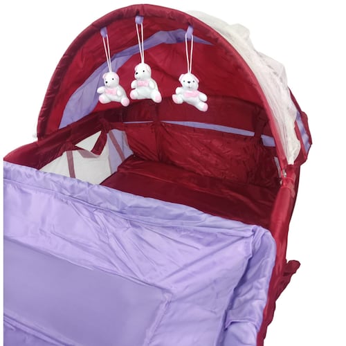 Cuna Corral para Bebe Plegable,Cambiador,Organizador  - Purpura