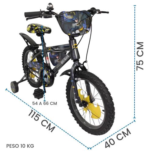 Bicicleta para Niños Rodada 16 Batman con Llantas Entrenadoras  - Negro.
