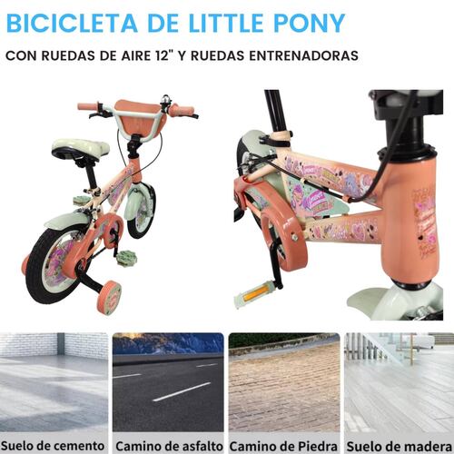 Bicicleta para Niños Rodada 12 My Little Ponny Llantas Entrenadoras  - Rosa.