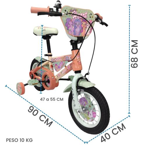 Bicicleta para Niños Rodada 12 My Little Ponny Llantas Entrenadoras  - Rosa.