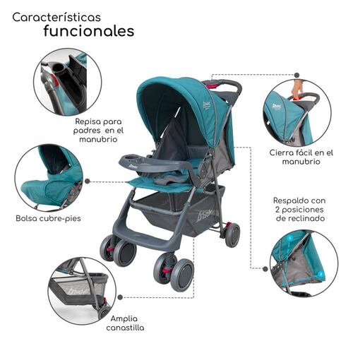 Carriola para Bebe Ultra Plegable Con Charola,6 a 24 meses 15kg  - Azul