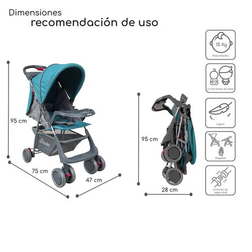 Carriola para Bebe Ultra Plegable Con Charola,6 a 24 meses 15kg  - Azul