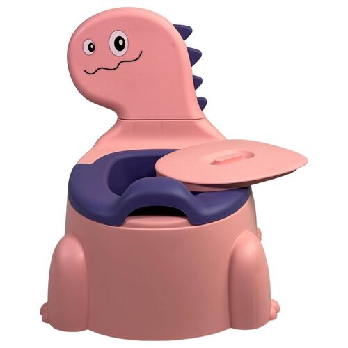 Baño para Niños con Asiento de Entrenamiento Dinosaurio  - Rosa.