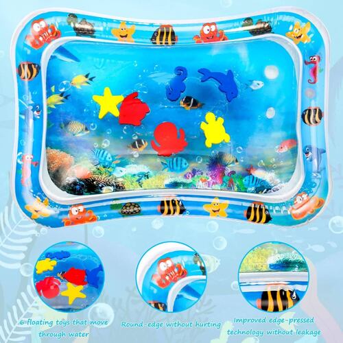 Cojin de Agua Inflable para Bebes,Tapete para Niños de Aire  - Azul