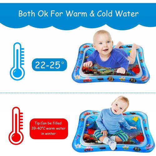 Cojin de Agua Inflable para Bebes,Tapete para Niños de Aire  - Azul