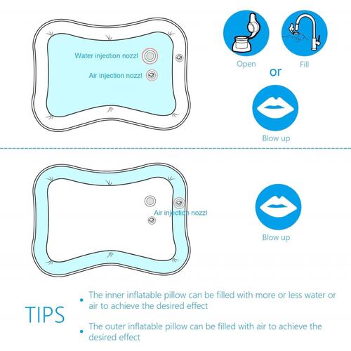 Cojin de Agua Inflable para Bebes,Tapete para Niños de Aire  - Azul