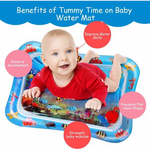 Cojin de Agua Inflable para Bebes,Tapete para Niños de Aire  - Azul
