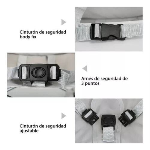 Silla Alta para Bebe Periquera Portatil Elevador Viaje Plegable  - Gris.
