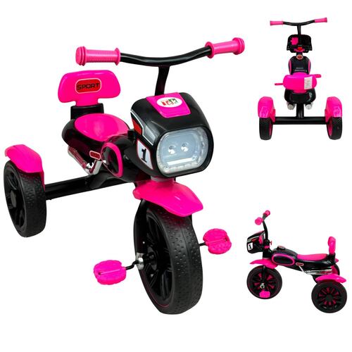 Triciclo para Niños diseño de Motocicleta y Con Luz y Sonido  - Rosa.