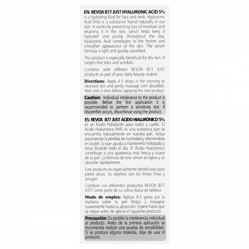 Revox B77 Suero Facial Ácido Hialurónico 5% Hidratante