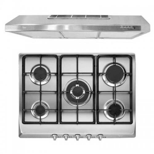 COMBO TEKA PACK DUETTO PLUS 70 EX CAMPANA TMX PLUS 80 INOX Y PARRILLA EX 70 5G AI TR H. FUND EN ACERO INOXIDABLE