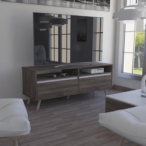 RACK PARA TV ALMERIA COLOR GRIS SIENA MARCA EXCELSIOR.