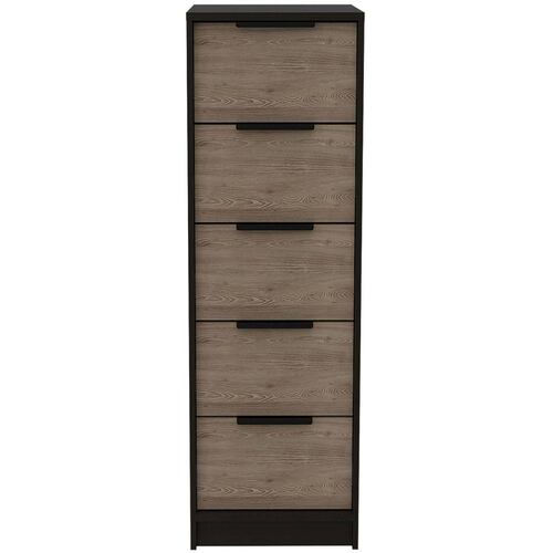 COMODA 5 CAJONES KAIA COLOR CHOCOLATE Y MIEL MARCA EXCELSIOR.