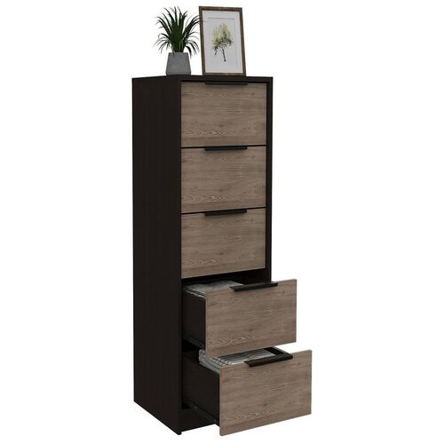 COMODA 5 CAJONES KAIA COLOR CHOCOLATE Y MIEL MARCA EXCELSIOR.