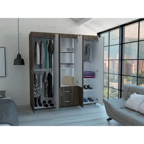 CLOSET ARMABLE MODELO BARILOCHE MARCA EXCELSIOR COLOR COÑAC