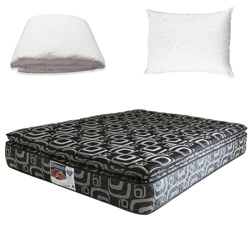 Colchón Matrimonial Spring Air Morgan Con Protector y Almohada Oso