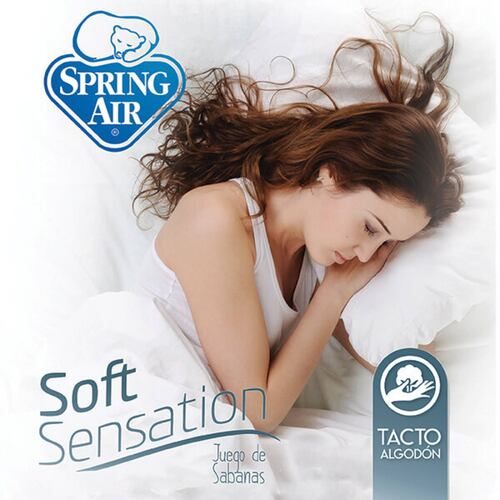 Colchón King Size Spring Air Jupiter con Box Dicasa Gris, Juego de Sábanas y 2 Almohada de Osos