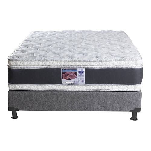 Colchón King Size Spring Air Jupiter con Box Dicasa Gris, Juego de Sábanas y Protector de Colchón