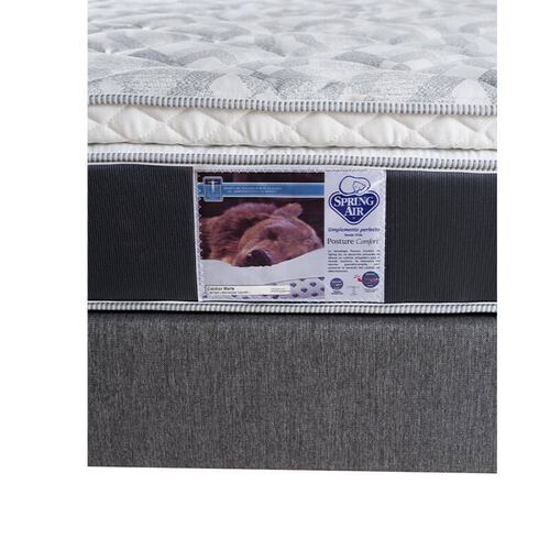 Colchón Queen Size Spring Air Marte con Box Gris y 2 Almohadas Osos