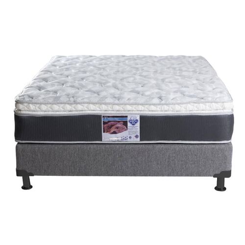 Colchón Queen Size Spring Air Marte con Box Dicasa Gris, Sábanas y 2 Almohadas Osos