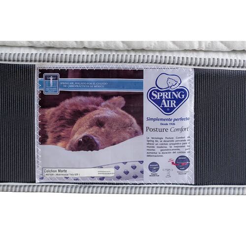 Colchón Queen Size Spring Air Marte Con Cabecera Dicasa Capri Lino Azul