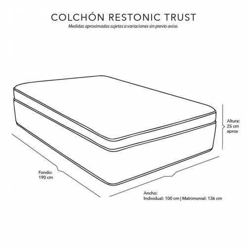 Colchón Individual Restonic Trust con Cabecera Dicasa Capri Gante Palo de Rosa