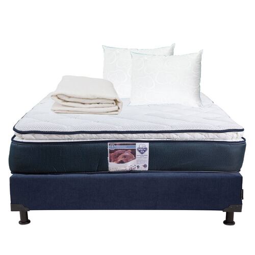 Colchon Matrimonial Spring Air Monaco con Box, 2 Almohadas y Protector