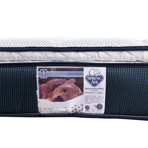Colchón Individual Spring Air Monaco con Cabecera Dicasa Logan Lino Azul
