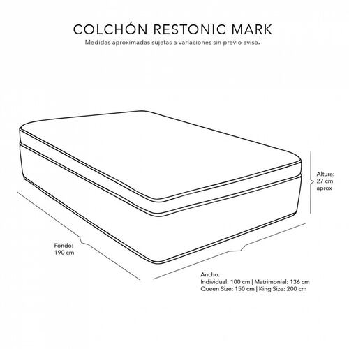 Colchón Restonic Mark con Cabecera Dicasa aries matrimonial
