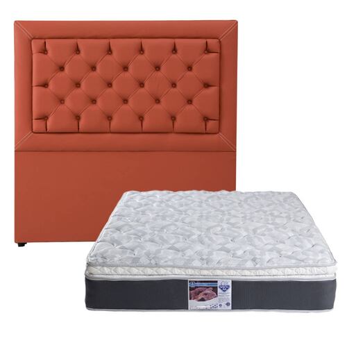 Colchon Matrimonial Spring Air Marte con Cabecera Monet Ladrillo