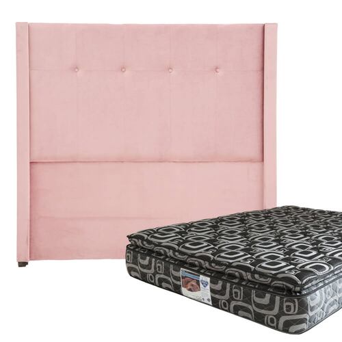 Colchon Matrimonial Spring Air Morgan Con Cabecera Toledo y Box Palo de Rosa